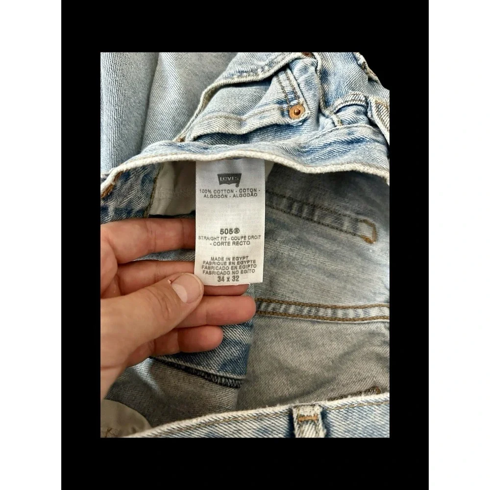 90's Vintage Levi's Jeans Men's 32x29 Blue Light Wash‎ 505 Custom Bottom Hem